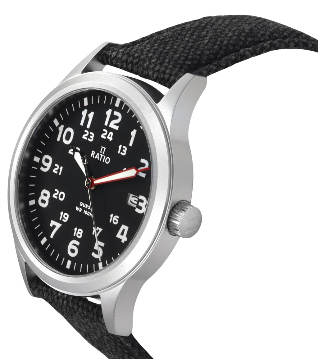 Ratio Quest Men's Field Watch Sapphire Canvas Strap Quartz RTQ023 100M Lewis And Clark Edition