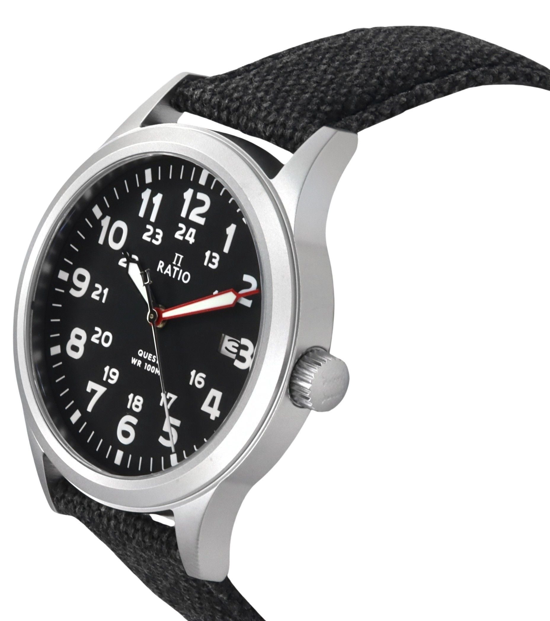 Ratio Quest Men's Field Watch Sapphire Canvas Strap Quartz RTQ023 100M Lewis And Clark Edition