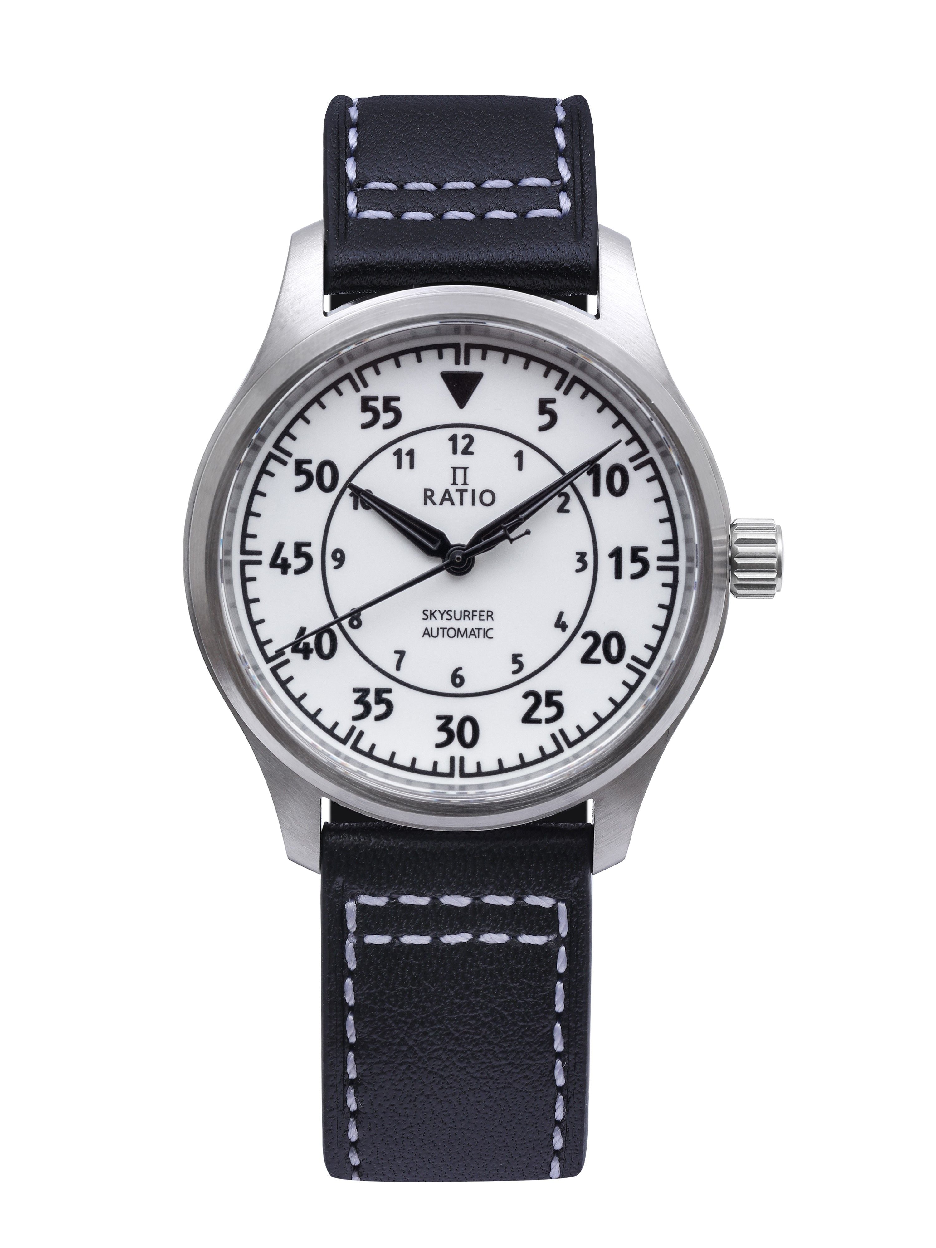 Ratio Skysurfer Pilot Full Luminous Dial Leather Automatic RTS324 200M Men's Watch