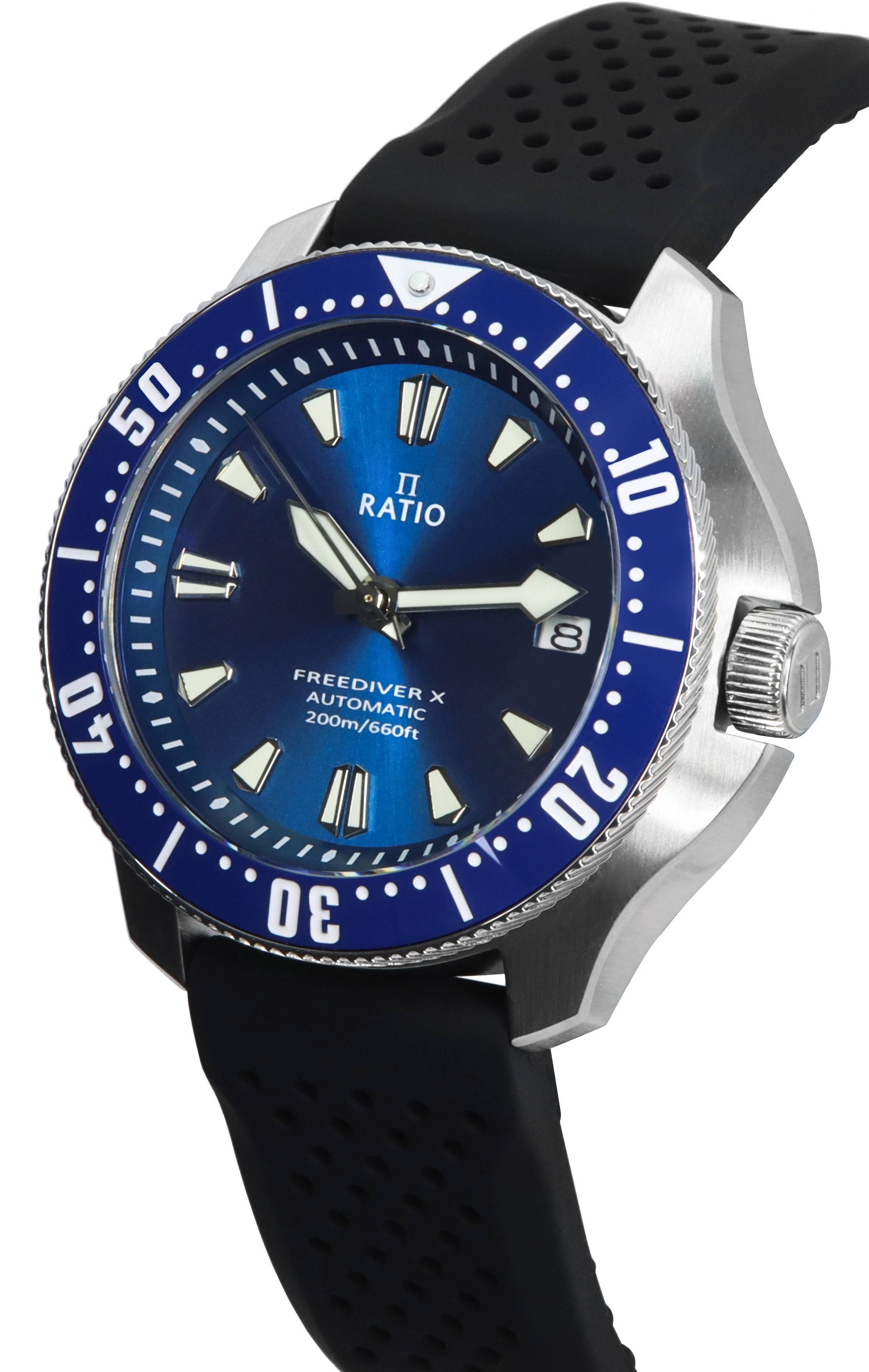 Ratio FreeDiver X Ocean Blue With Blue Ceramic Inlay Automatic RTX003 200M Men's Watch