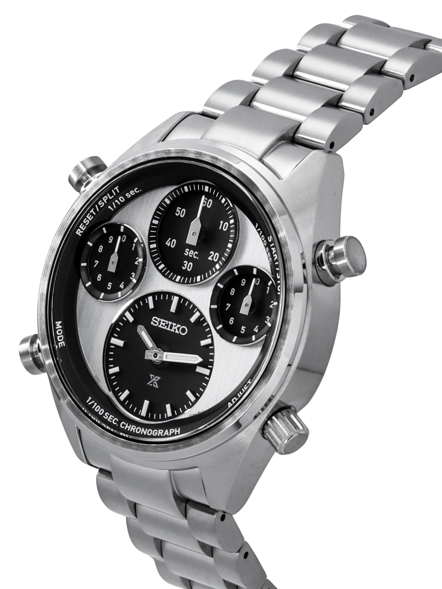 Seiko Prospex Speedtimer Panda Chronograph Stainless Steel White Dial Solar SFJ001P1 100M Men's Watch
