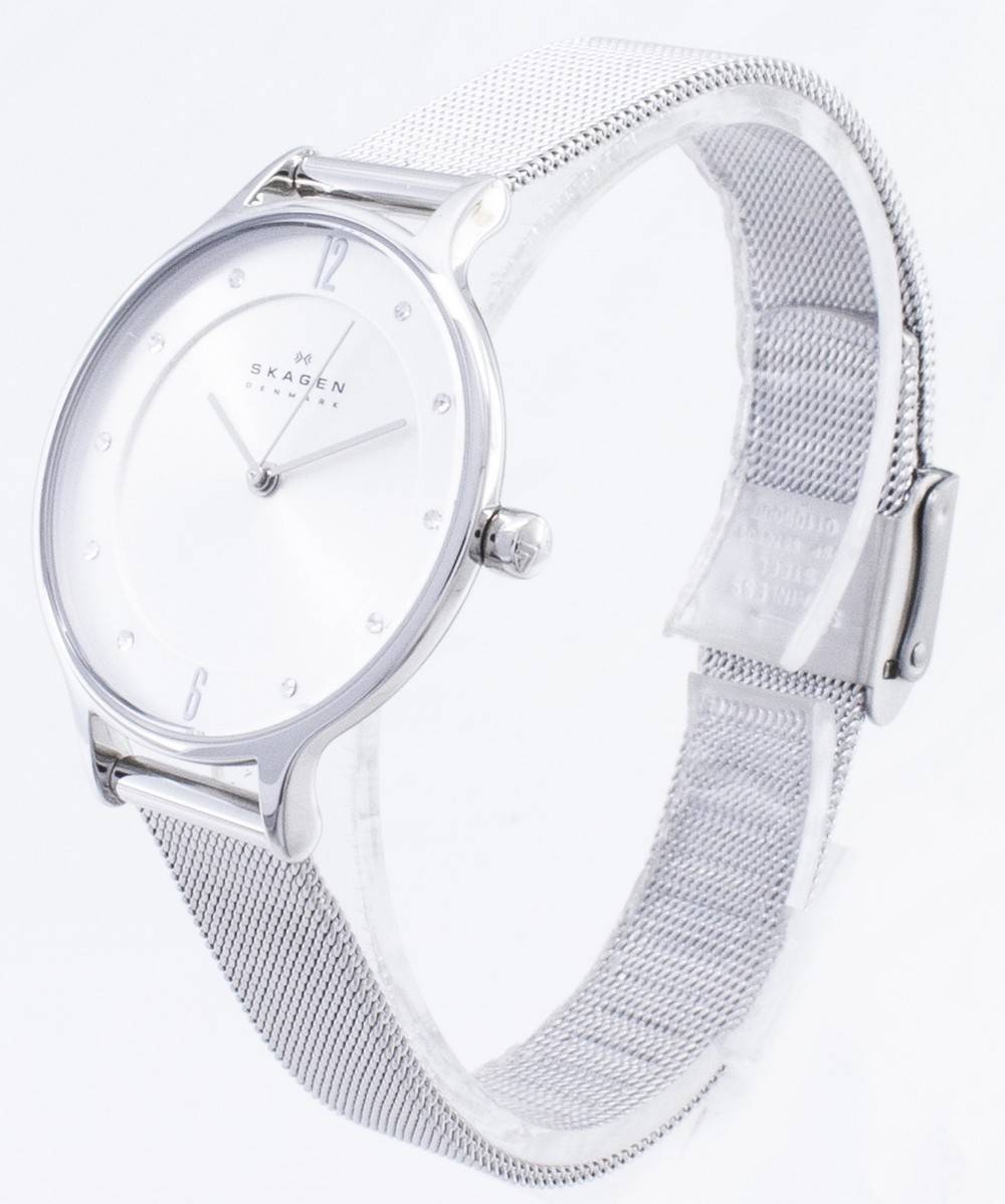 Skagen Anita Silver Dial Swarovski Crystal Mesh Bracelet SKW2149 Women's Watch