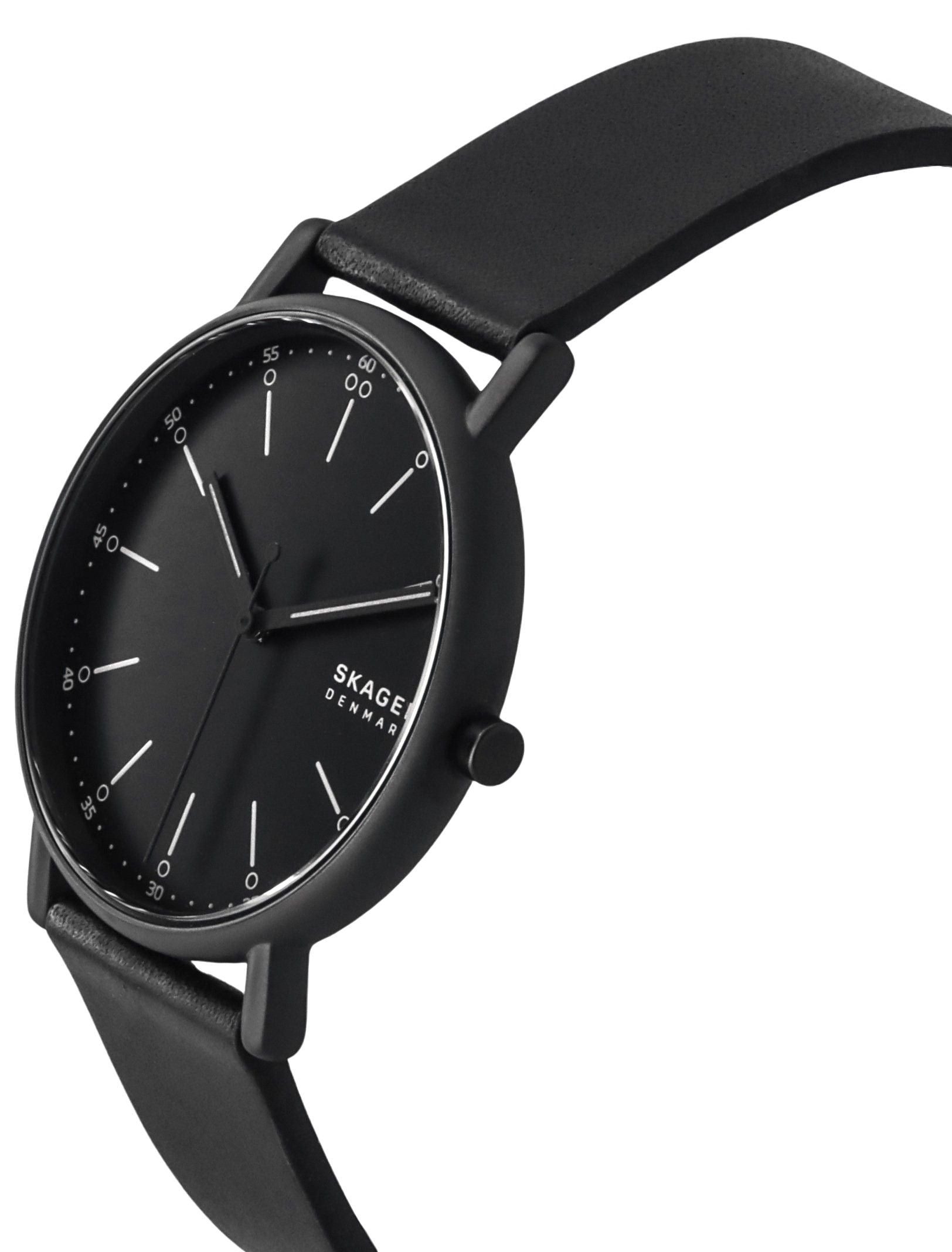 Skagen Signatur Leather Strap Black Dial Quartz SKW6902 Men's Watch