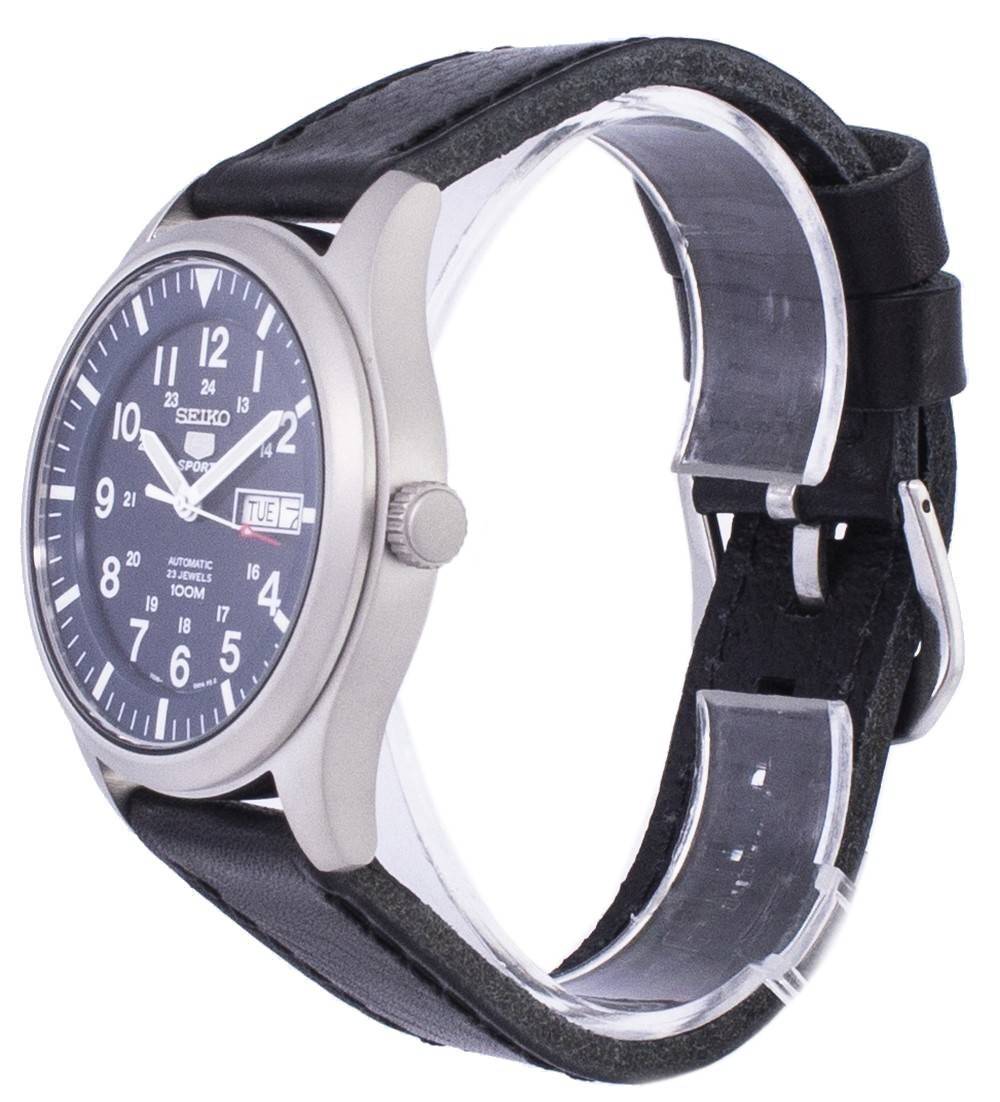 Seiko 5 Sports Automatic Black Leather SNZG11K1-var-LS8 100M Men's Watch