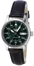 Seiko 5 Sports Kelly Green Flieger Suit Style Leather Strap Automatic SRPJ89K1 100M Men's Watch