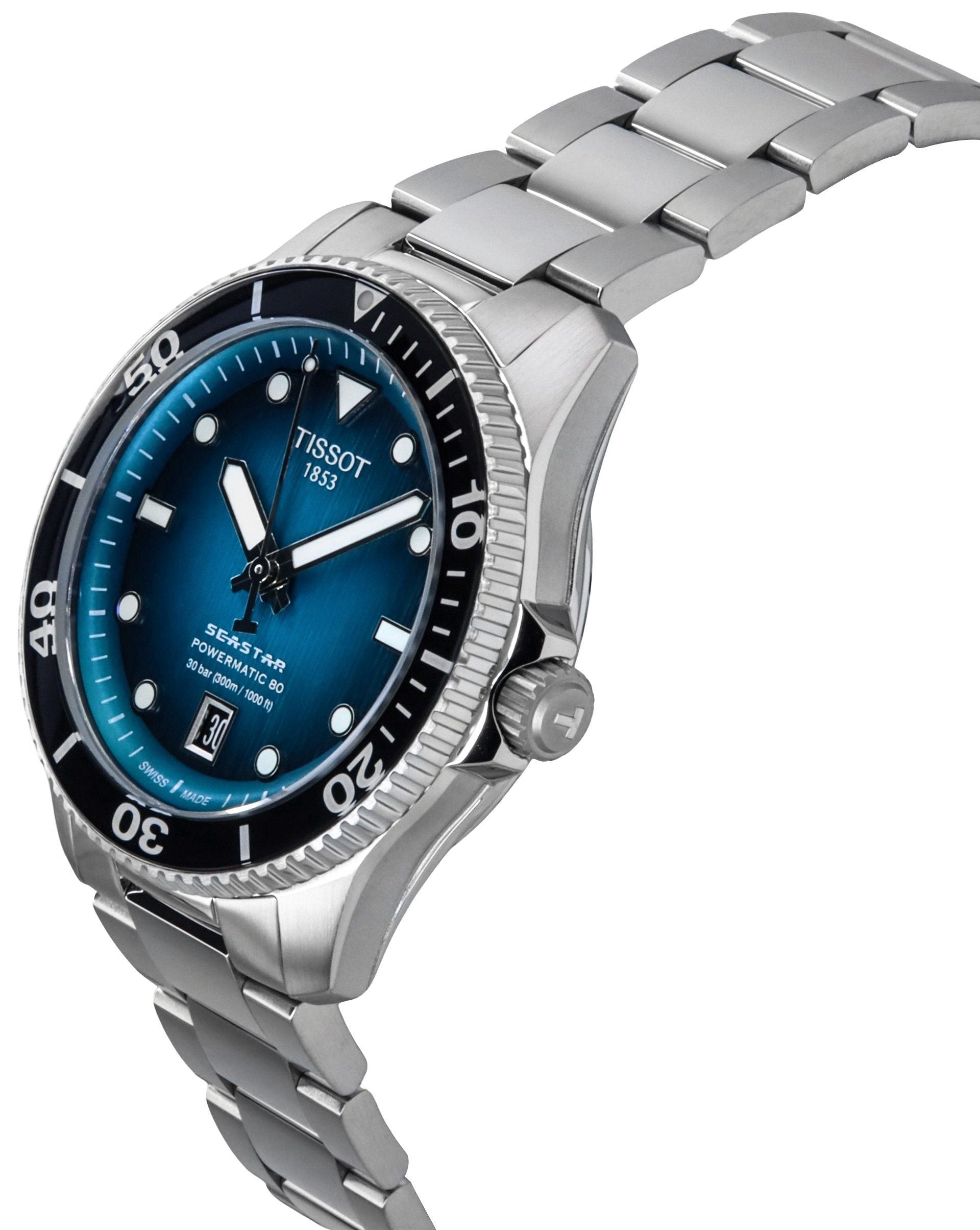 Tissot Seastar 1000 Powermatic 80 Turquoise Dial Automatic Diver's T120.807.11.091.00 300M Men's Watch