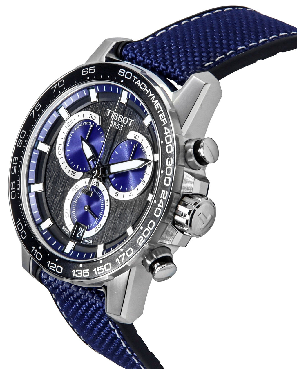 Tissot Supersport Chronograph Textile Strap Black Dial Quartz T125.617.17.051.03 100M Men's Watch