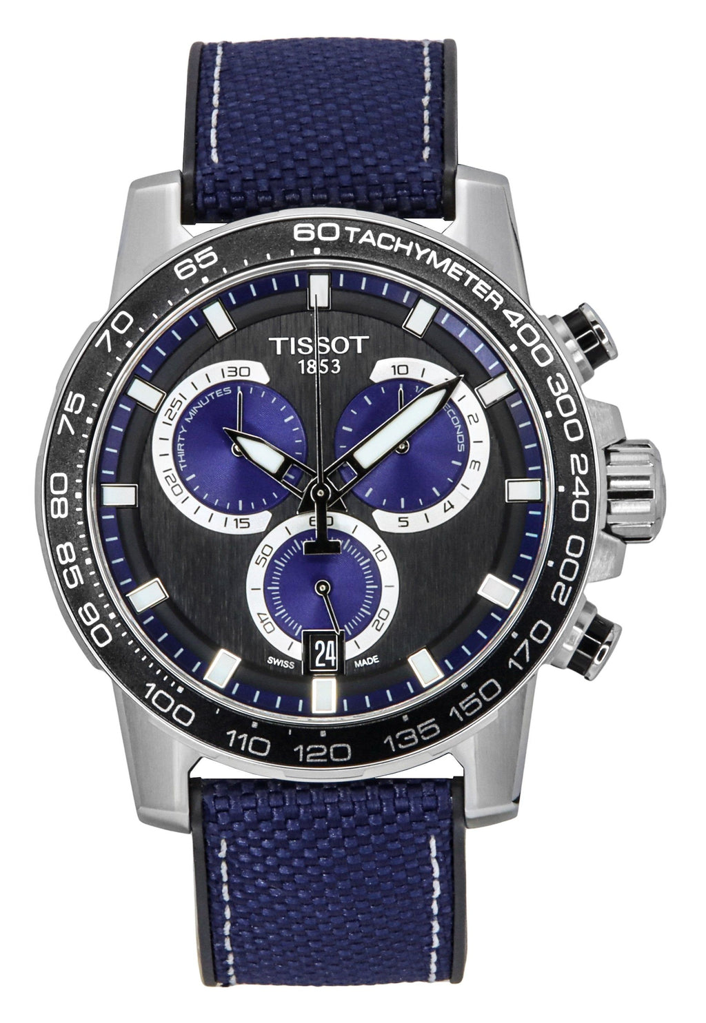 Tissot Supersport Chronograph Textile Strap Black Dial Quartz T125.617.17.051.03 100M Men's Watch
