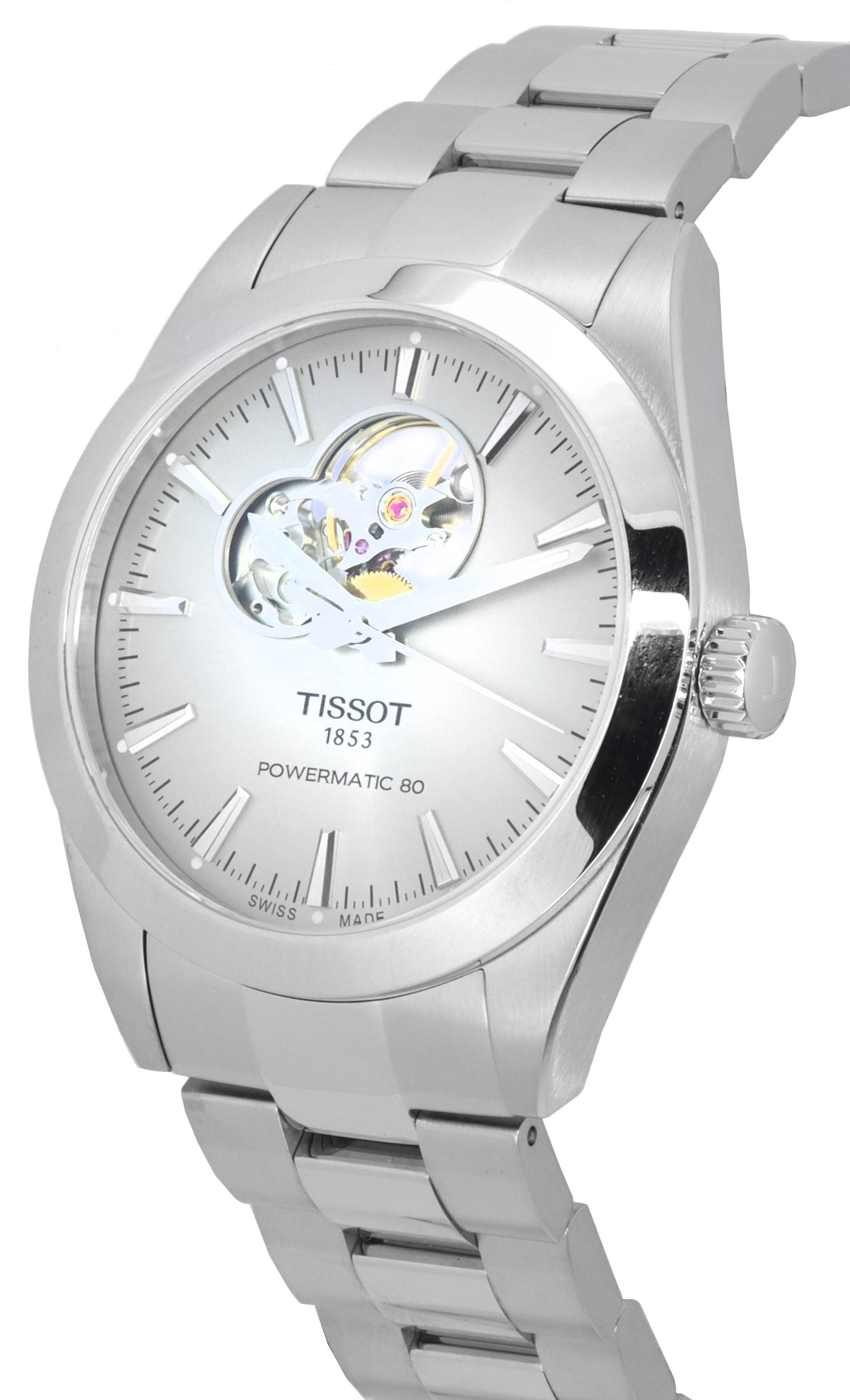 Tissot T-Classic Gentleman Powermatic 80 Open Heart Sunray Dial Automatic T127.407.11.081.00 100M Men's Watch