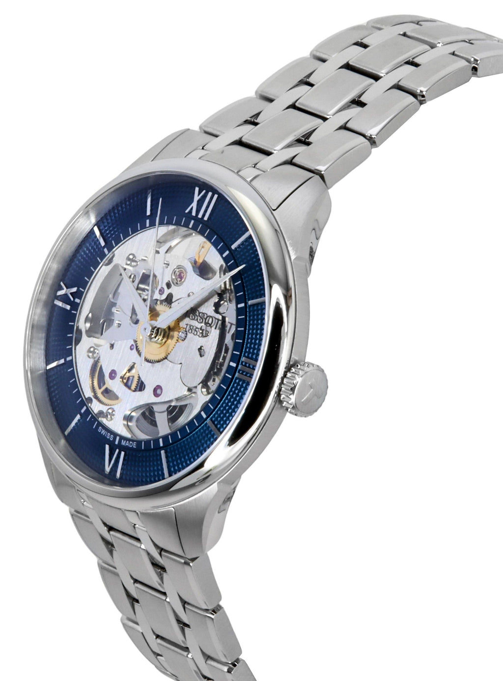 Tissot Chemin Des Tourelles Stainless Steel Blue Skeleton Dial Automatic T139.836.11.048.00 Men's Watch