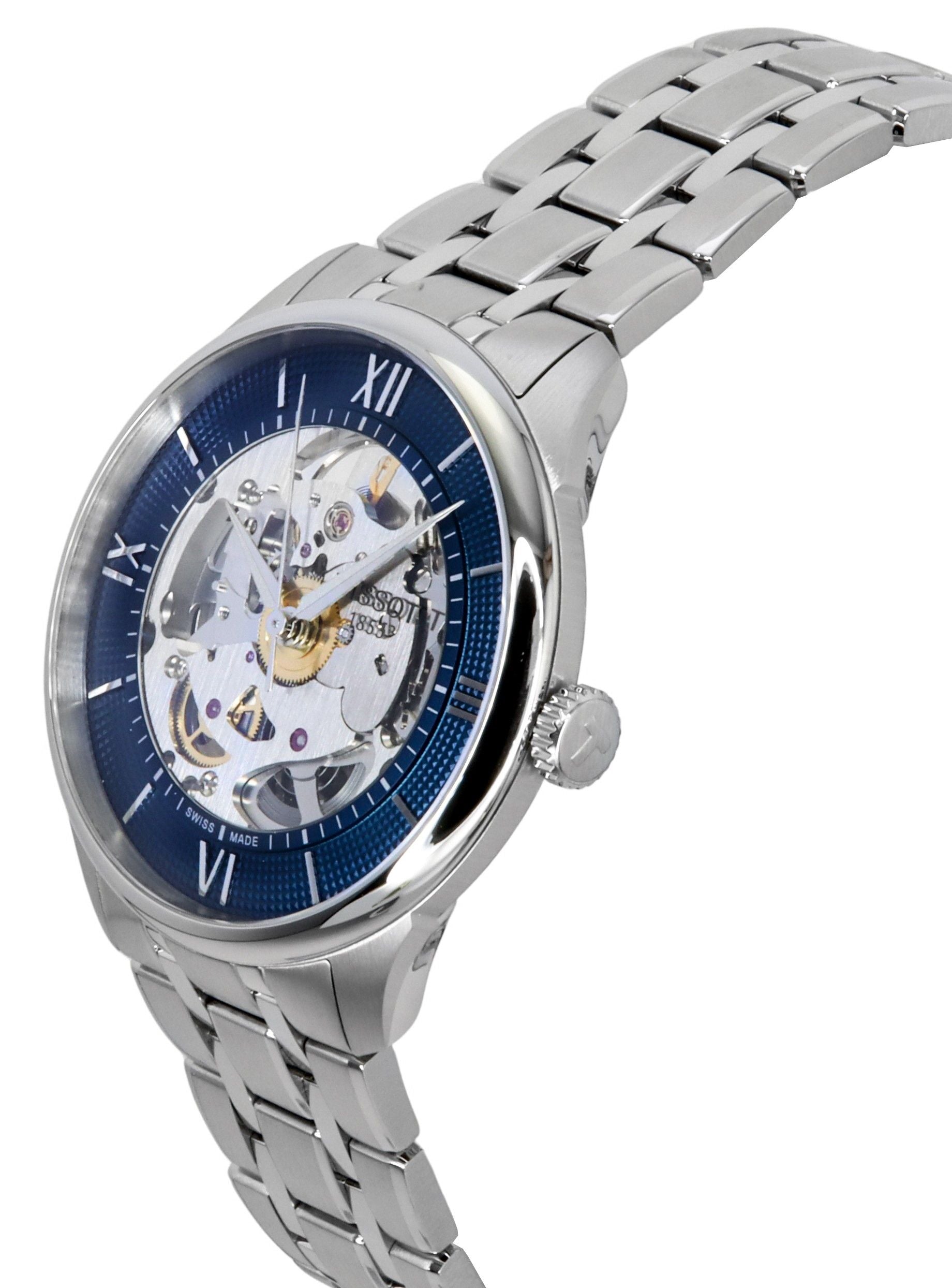 Tissot Chemin Des Tourelles Stainless Steel Blue Skeleton Dial Automatic T139.836.11.048.00 Men's Watch