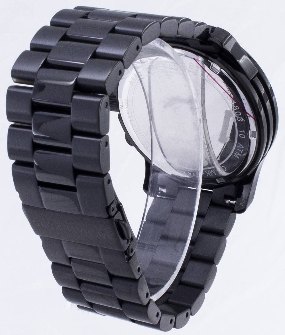 Refurbished Michael Kors Runway Chronograph Stainless Steel Black Dial Quartz MK8157 100M Men's Watch
