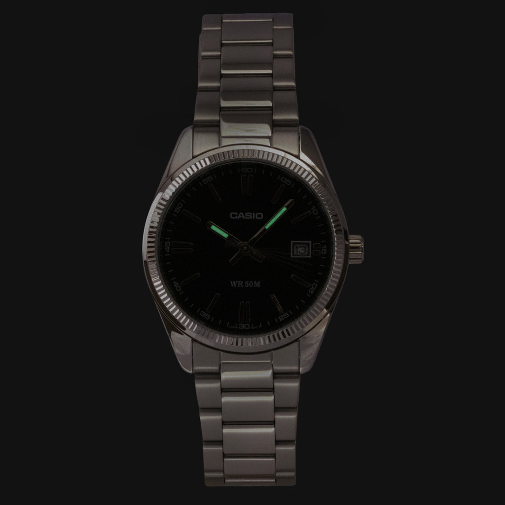 Casio Analog Stainless Steel Black Dial Quartz UTP-1302PD-1AV Unisex Watch