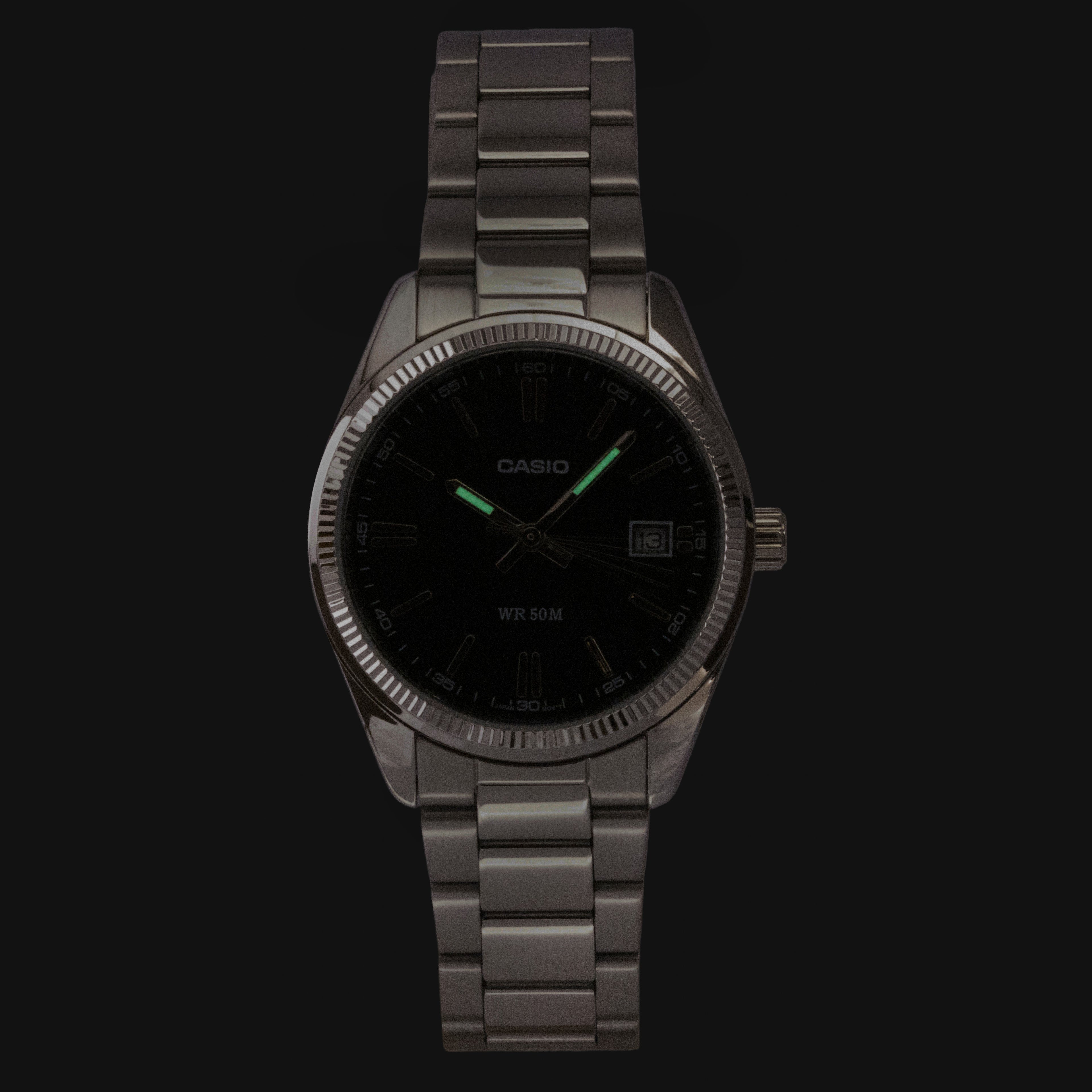 Casio Analog Stainless Steel Black Dial Quartz UTP-1302PD-1AV Unisex Watch