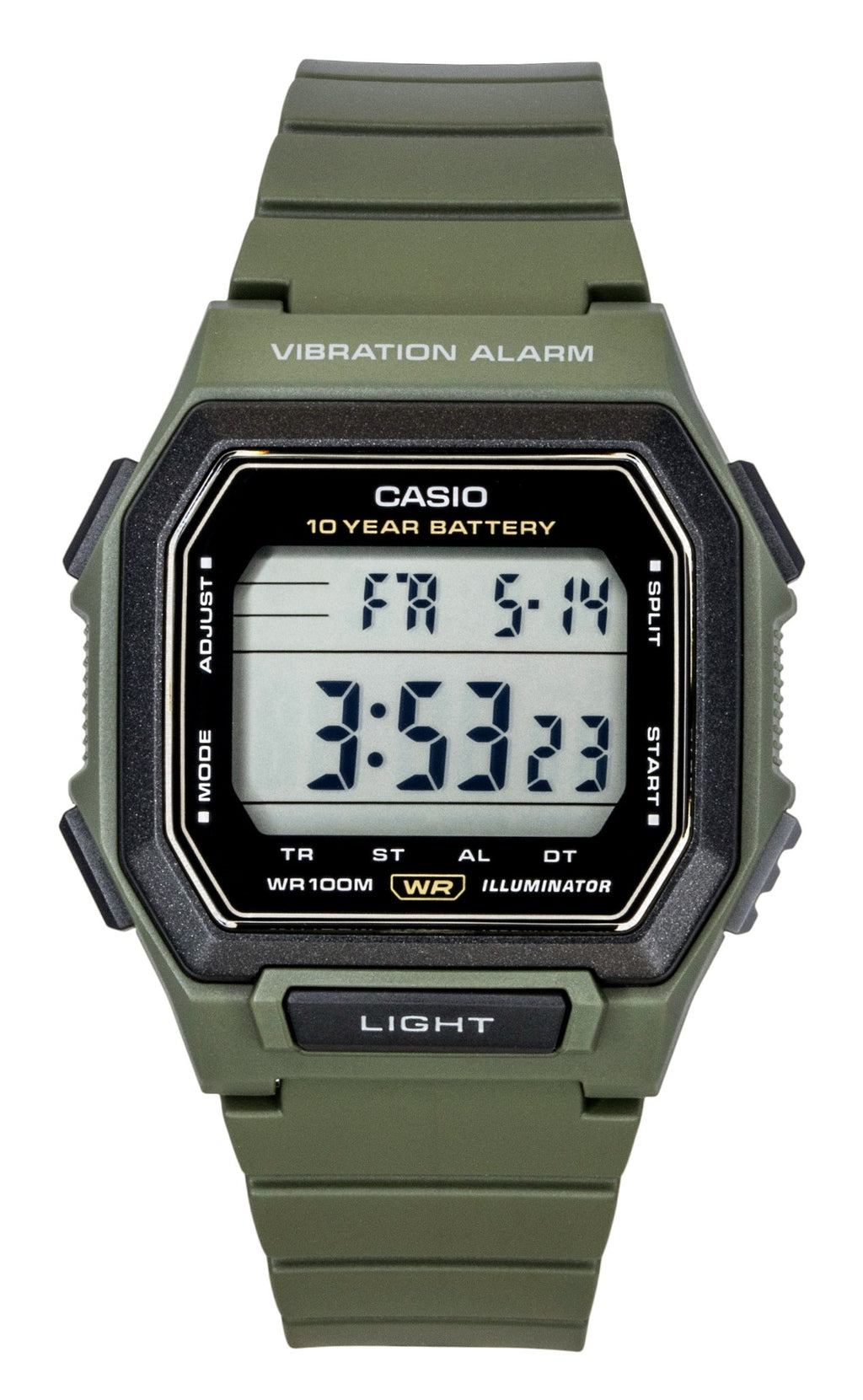 Casio Digital Resin Strap Black Dial Quartz W-738H-3AV 100M Men's Watch