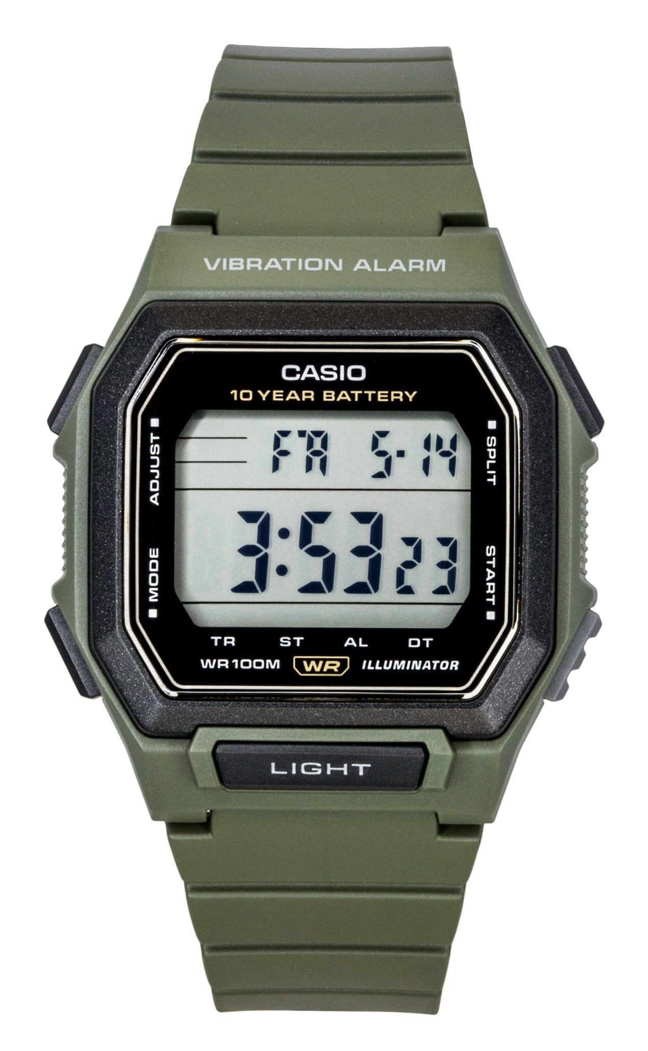 Casio Digital Resin Strap Black Dial Quartz W-738H-3AV 100M Men's Watch