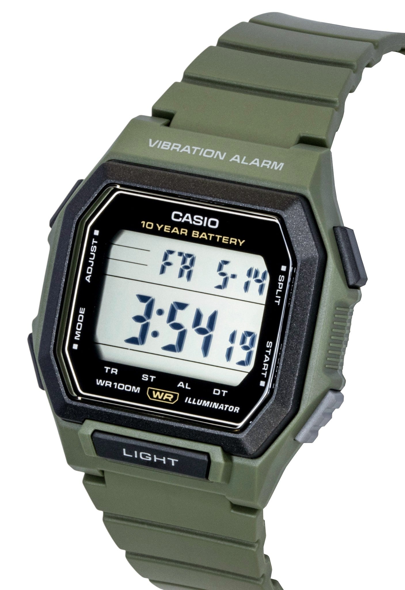 Casio Digital Resin Strap Black Dial Quartz W-738H-3AV 100M Men's Watch