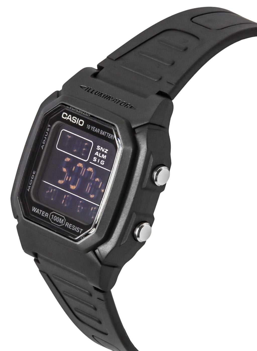 Casio Digital Black Dual Time Resin Strap Quartz W-800H-1BV 100M Men's Watch