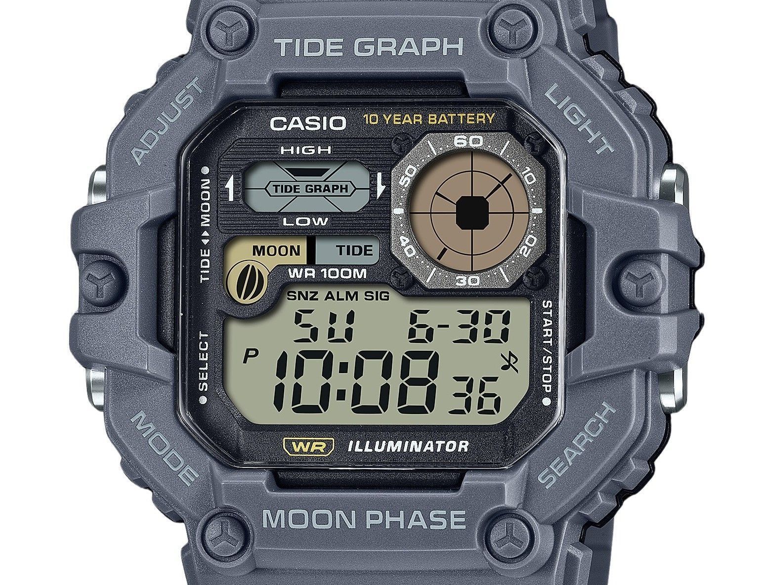 Casio Standard Digital Graph Moon Phase Resin Strap Quartz WS-1700H-8AV 100M Men's Watch