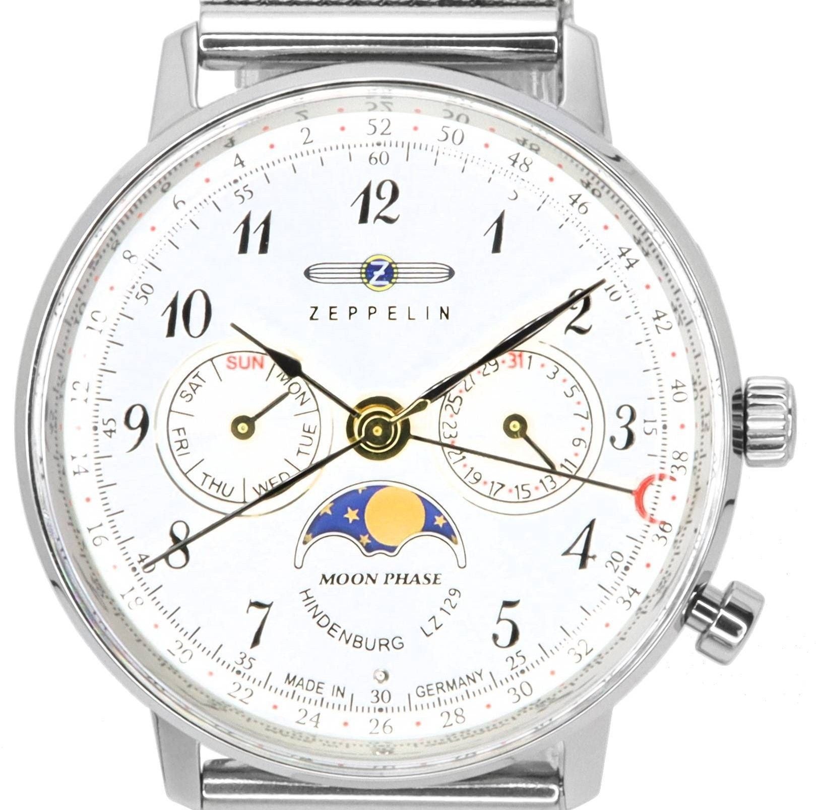 Zeppelin LZ129 Hindenburg Moonphase Silver Dial Quartz 7037M1 Women's Watch