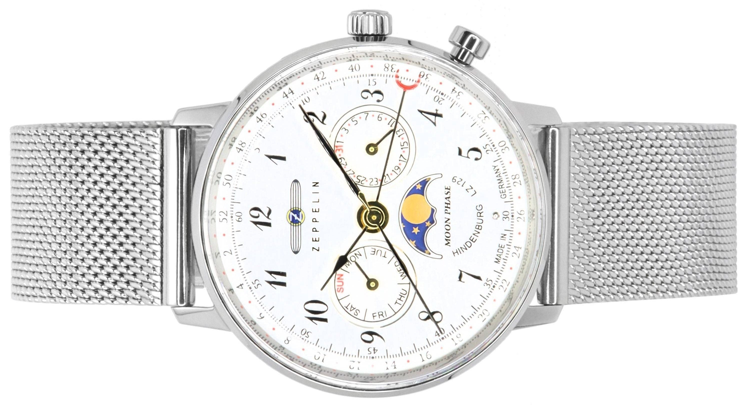 Zeppelin LZ129 Hindenburg Moonphase Silver Dial Quartz 7037M1 Women's Watch