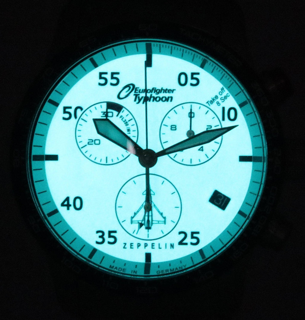 Zeppelin Eurofighter Typhoon Chronograph Beige Luminous Dial Quartz 7298M-5 7298M5 100M Men's Watch
