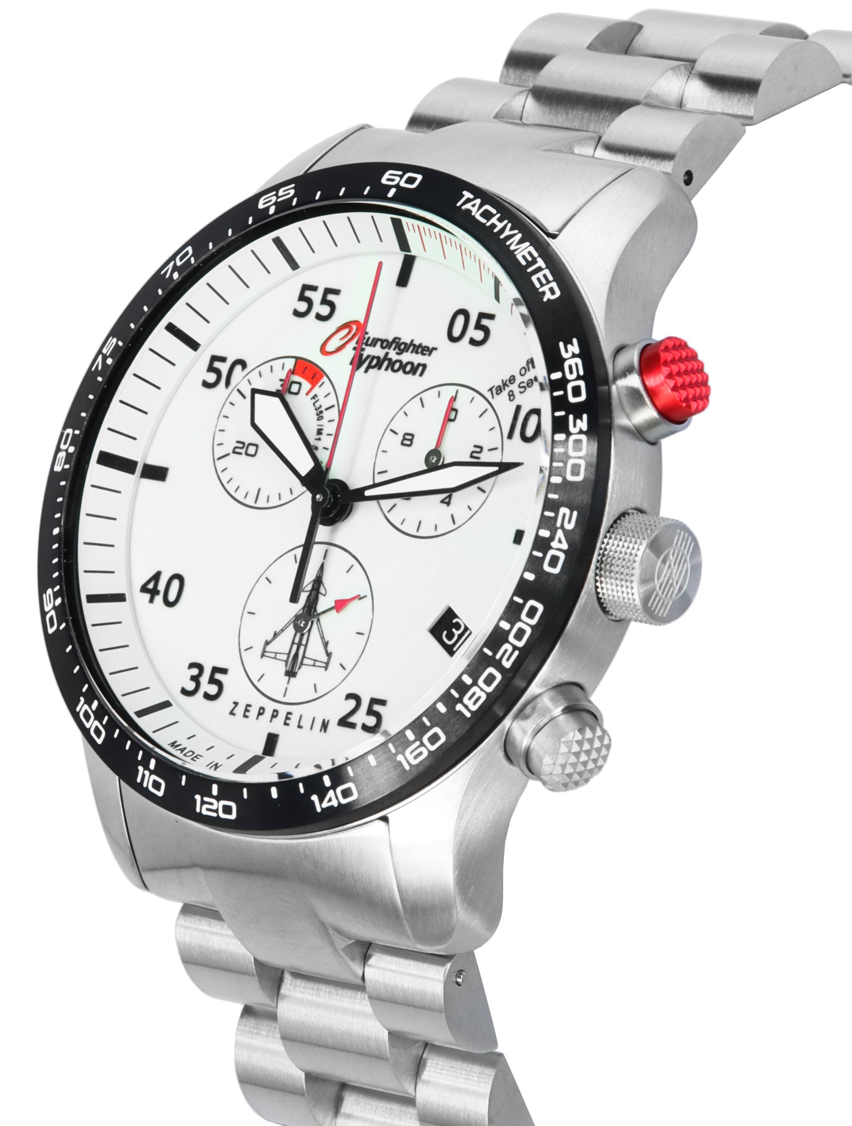 Zeppelin Eurofighter Typhoon Chronograph Beige Luminous Dial Quartz 7298M-5 7298M5 100M Men's Watch