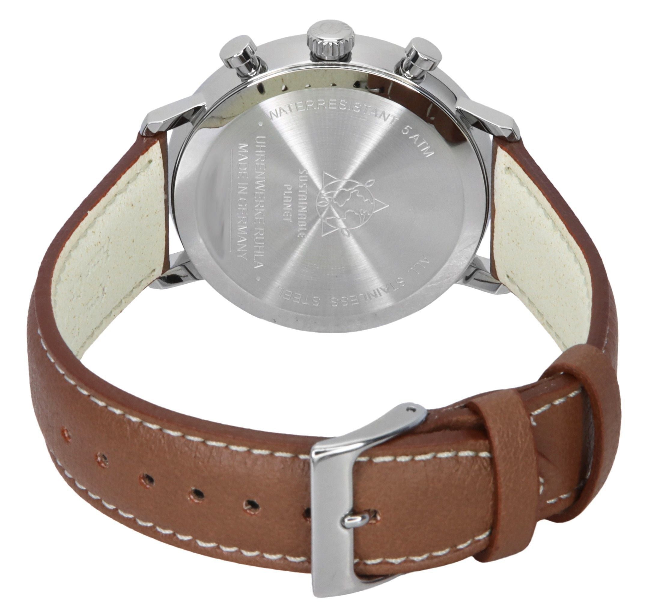 Zeppelin LZ129 Hindenburg Chronograph Brown Leather Strap Beige Dial Solar 80865N Men's Watch