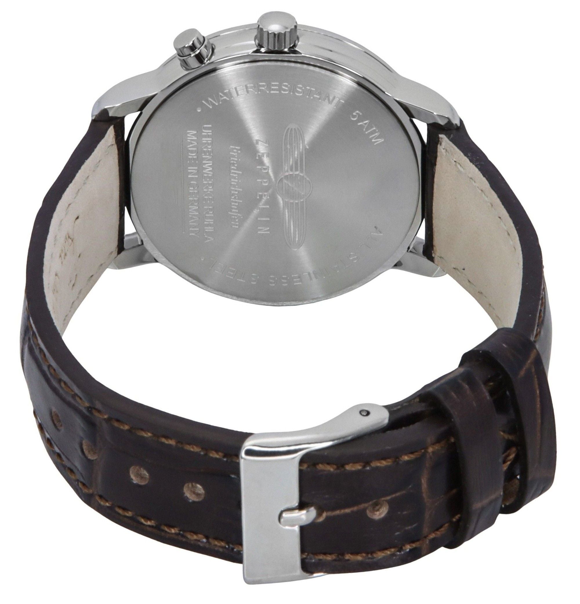Zeppelin Friedrichshafen Leather Strap Gold Dial Quartz 85375 Women's Watch