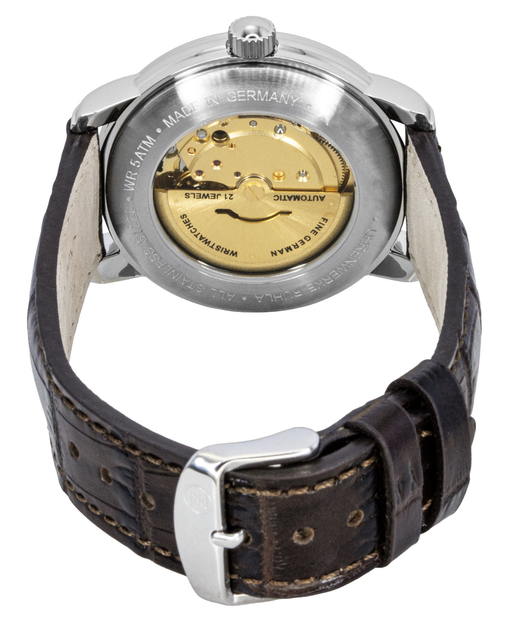 Zeppelin Friedrichshafen Brown Leather Strap Gold Dial Automatic 85625 Men's Watch