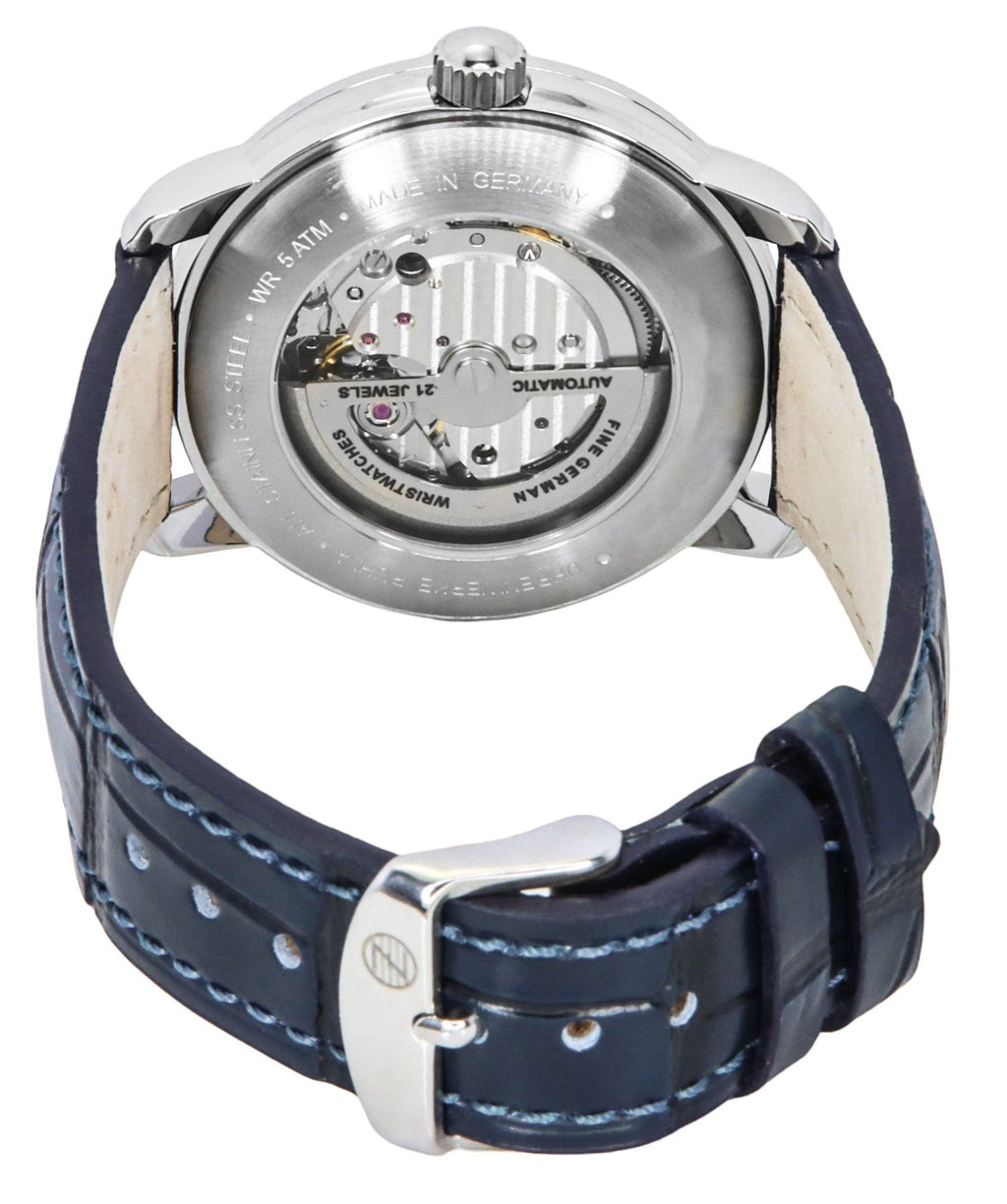 Zeppelin Friedrichshafen Leather Strap Blue Open Heart Dial Automatic 85663 Men's Watch