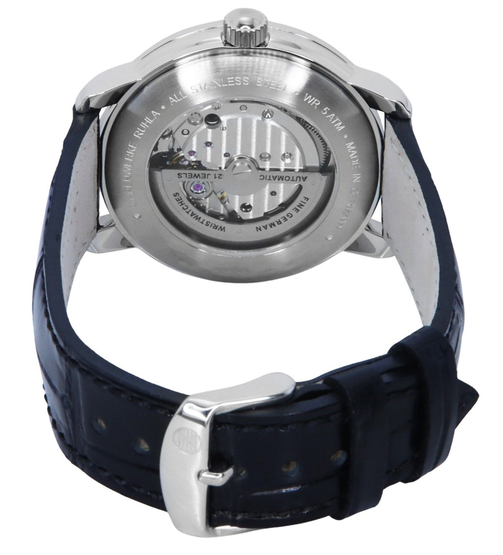 Zeppelin Friedrichshafen Leather Strap Silver Open Heart Dial Automatic 85664 Men's Watch