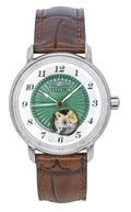Zeppelin Friedrichshafen Leather Strap Open Heart Green Dial Automatic 85672 Women's Watch