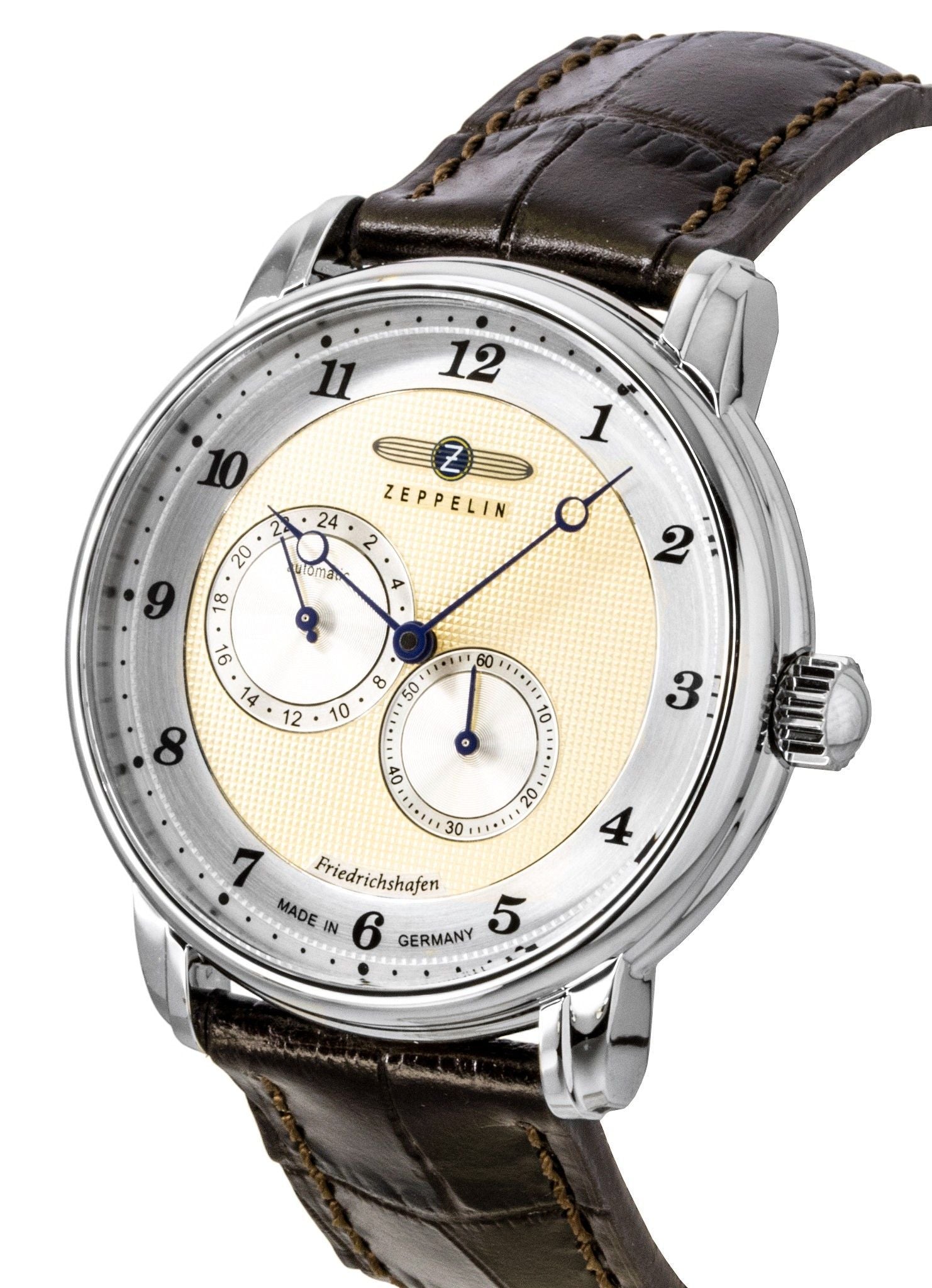 Zeppelin Friedrichshafen Leather Strap Champagne Dial Automatic 85685 Men's Watch