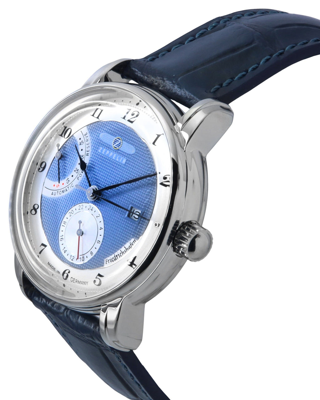 Zeppelin Friedrichshafen Leather Strap Blue Dial Automatic 85903 Men's Watch