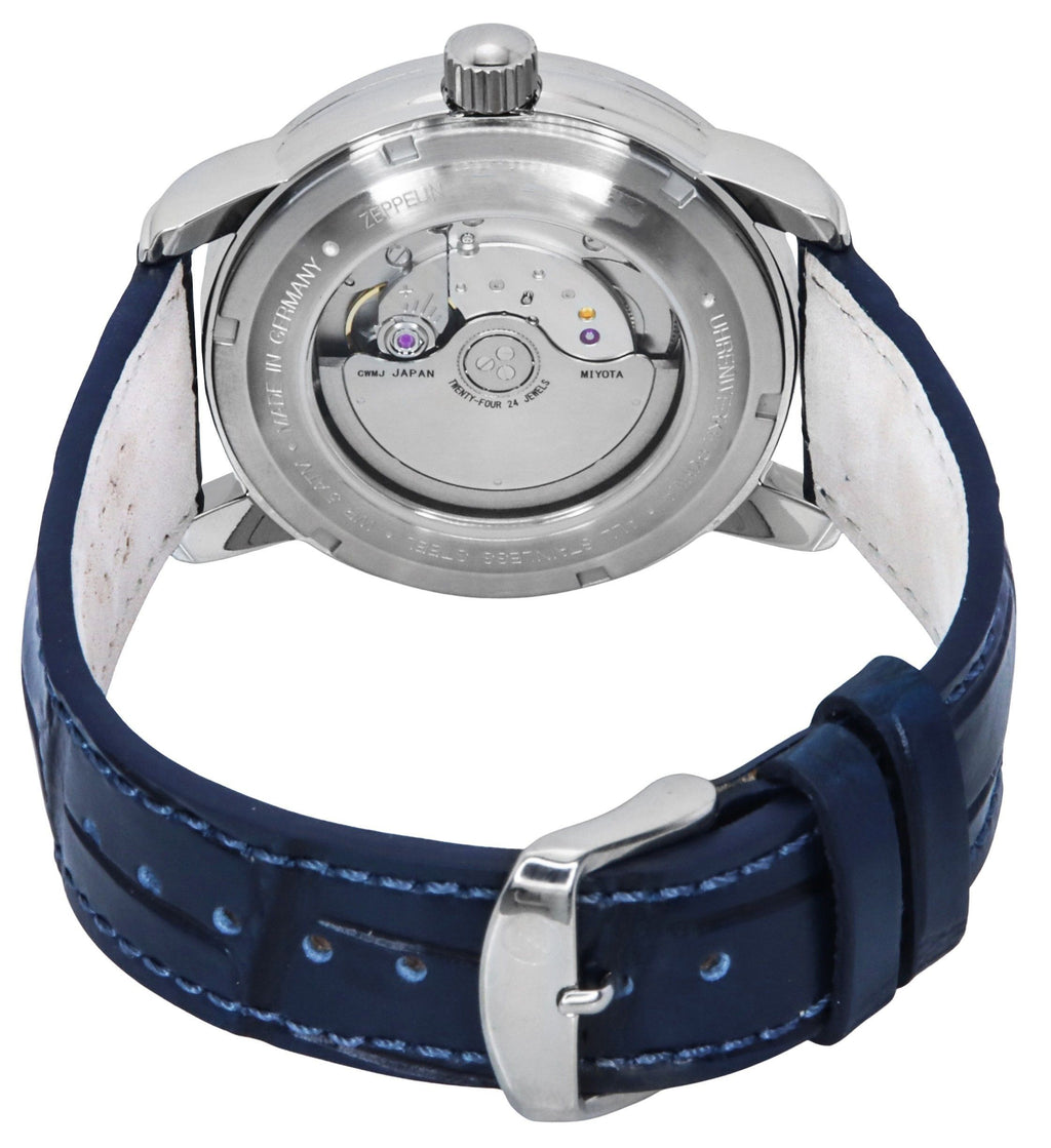 Zeppelin Friedrichshafen GMT Leather Strap Blue Dial Automatic 85963 Men's Watch