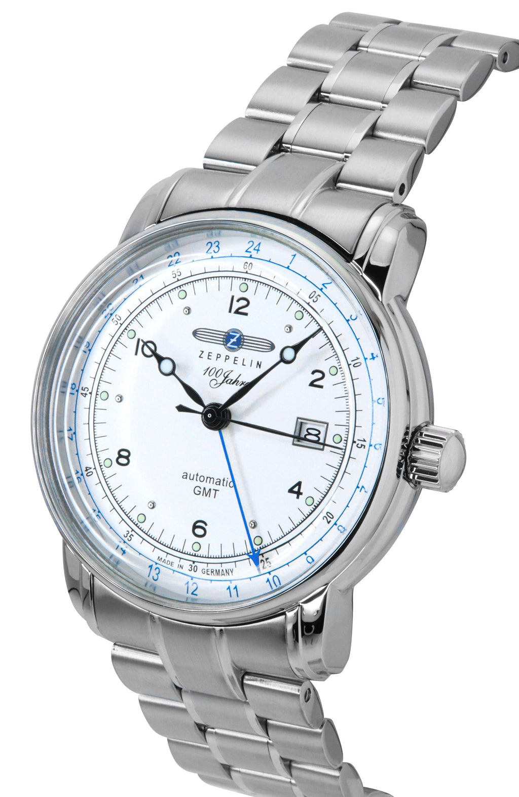 Zeppelin 100 Jahre GMT Stainless Steel Silver Dial Automatic 8666MB1 Men's Watch