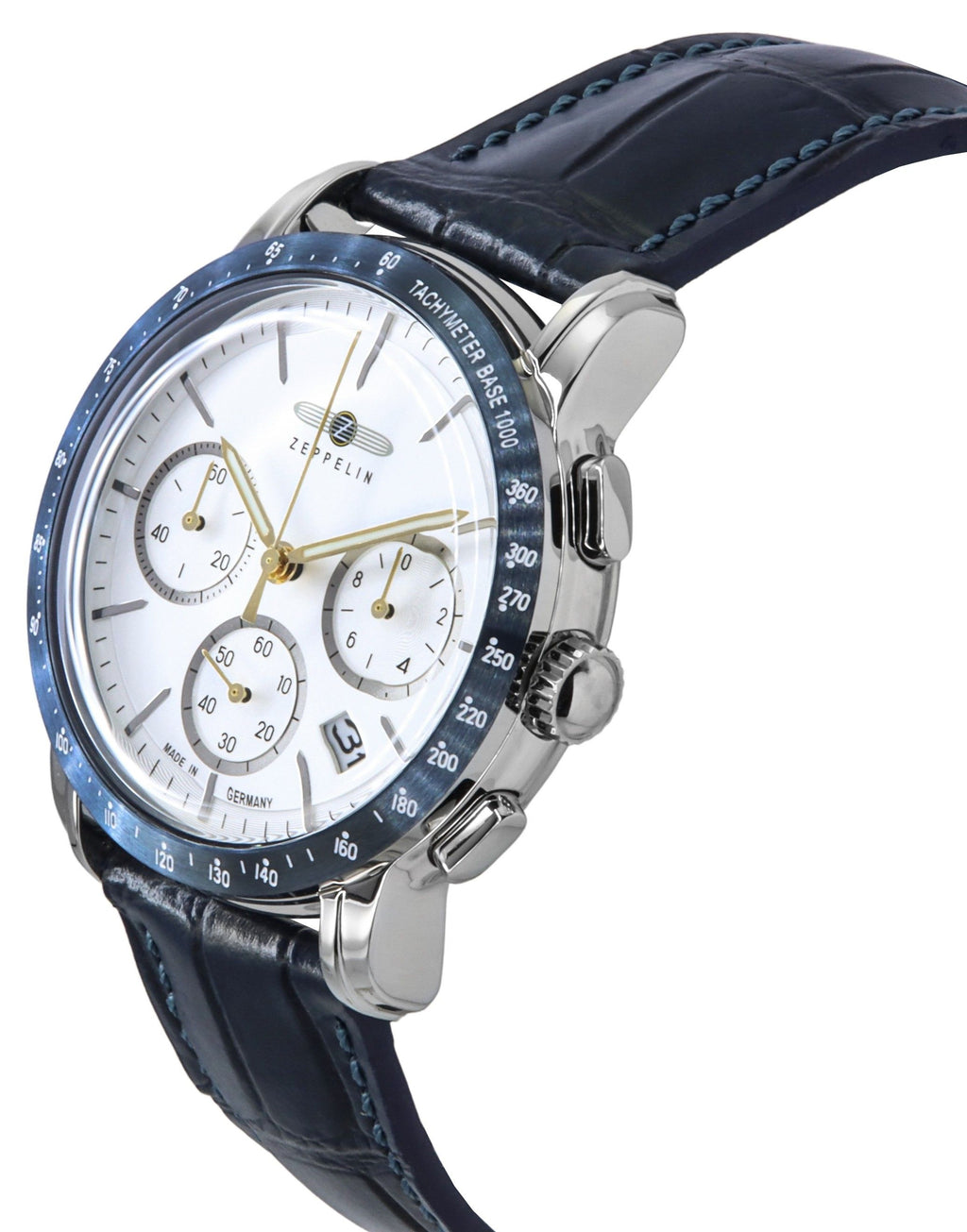 Zeppelin New York Chronograph Leather Strap White Dial Quartz 88781 Men's Watch