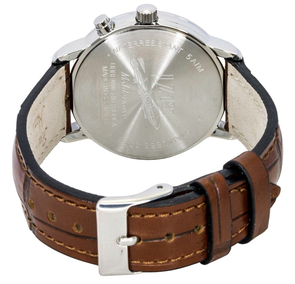 Zeppelin Mediterranee Moonphase Leather Strap Champagne Dial Quartz 96375 Men's Watch